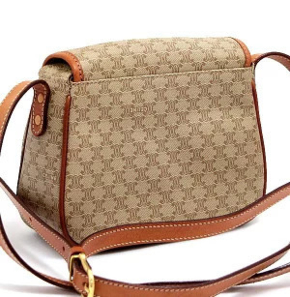 Celine Macadam Beige Bag Cream Pochette Leather Shoulder Tan Cream